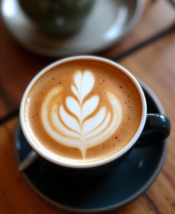 Specialty espresso met latte art in keramische kop